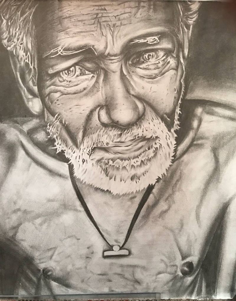 迟暮老人纹身图片_