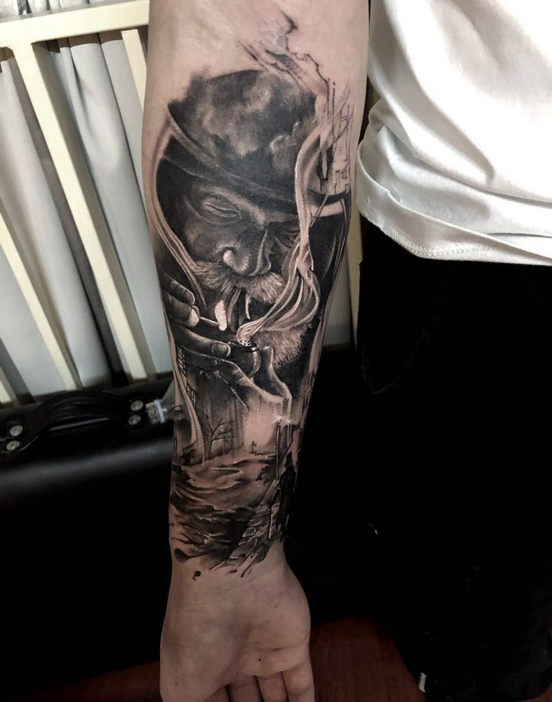 老人家纹身图片_