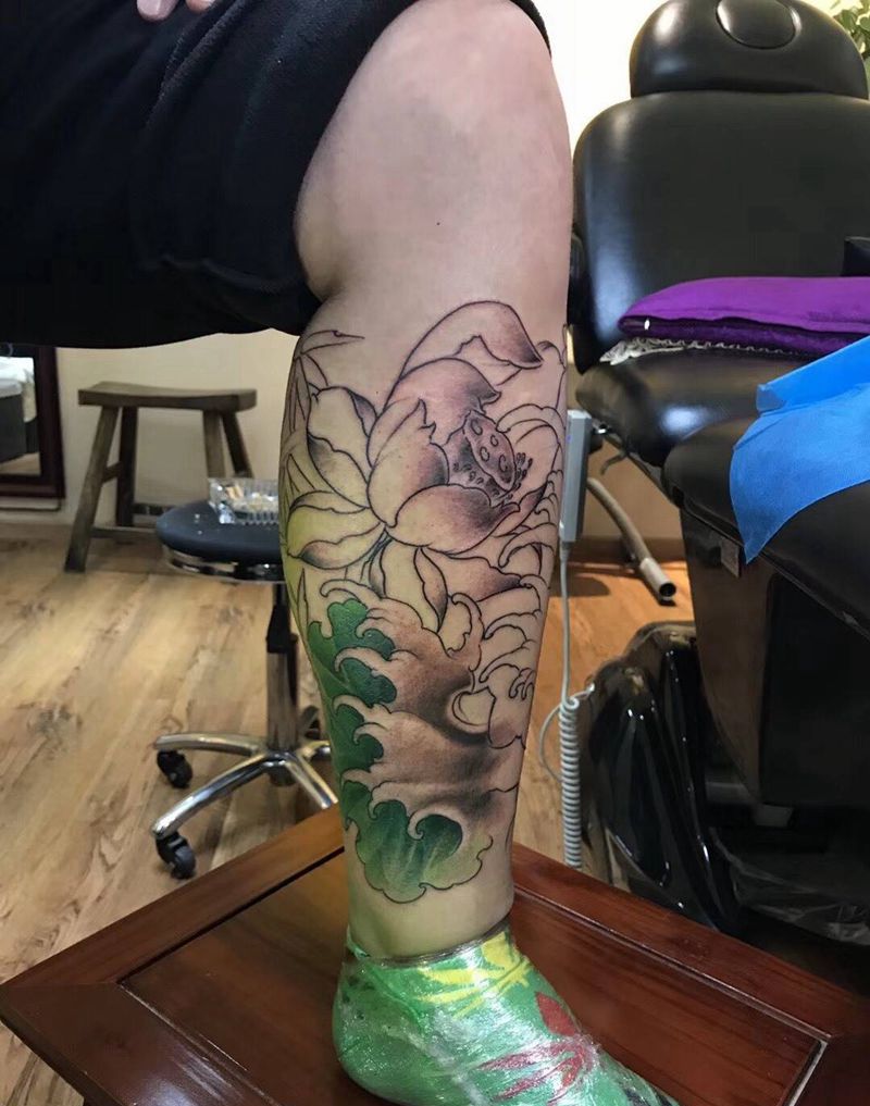 包小腿未完成照片纹身图片_