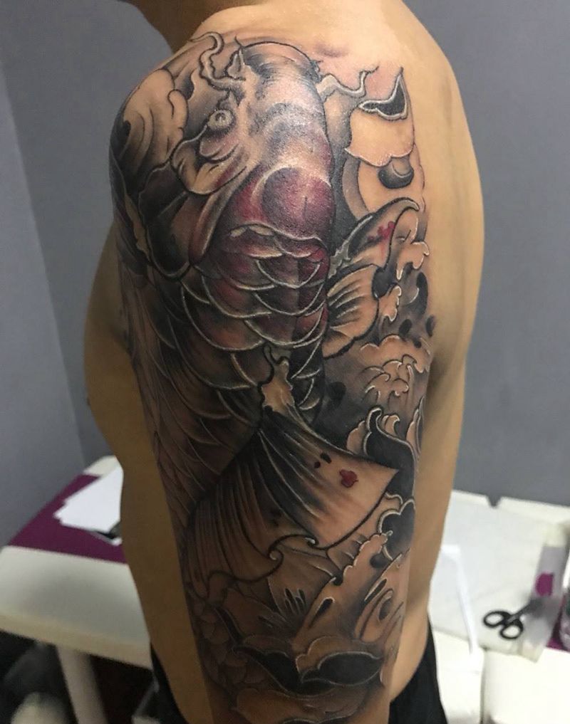 遮盖，鱼纹身图片_