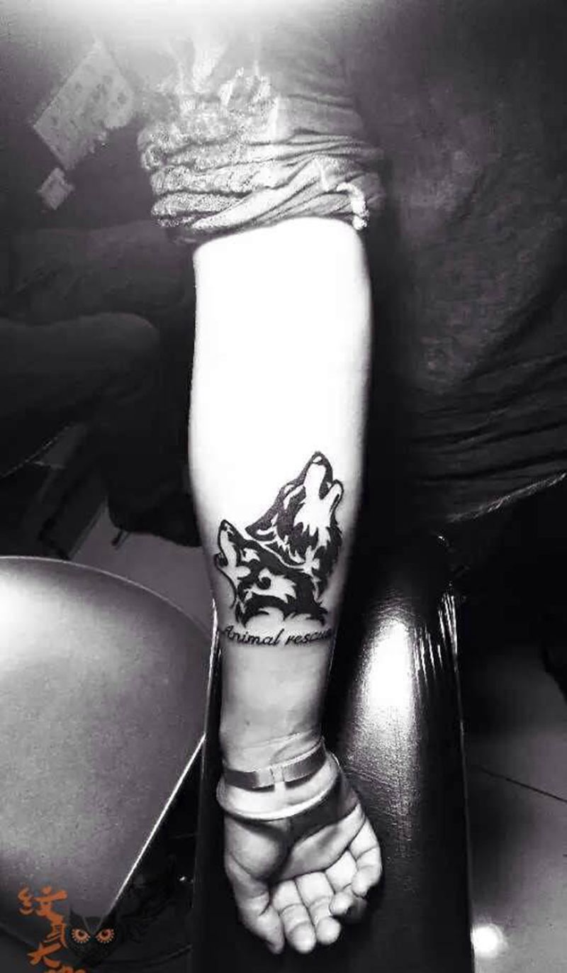 动物救援纹身图片_成品手臂传统动物纹身图案