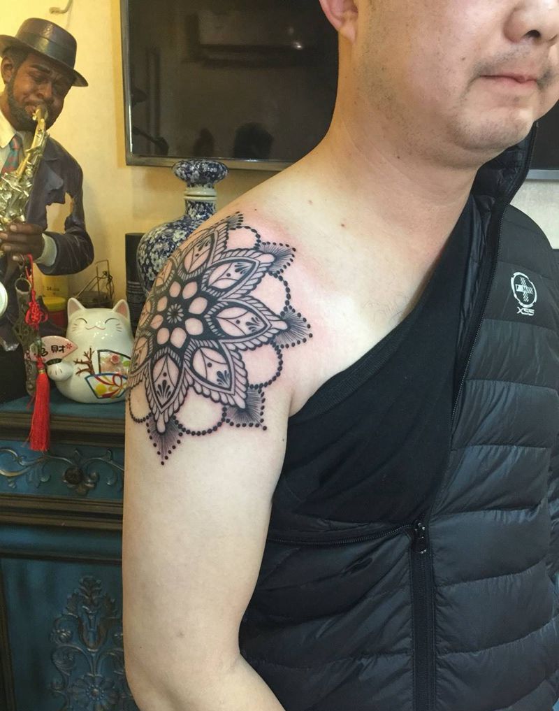 繁花曼陀罗(未完成作品)纹身图片_