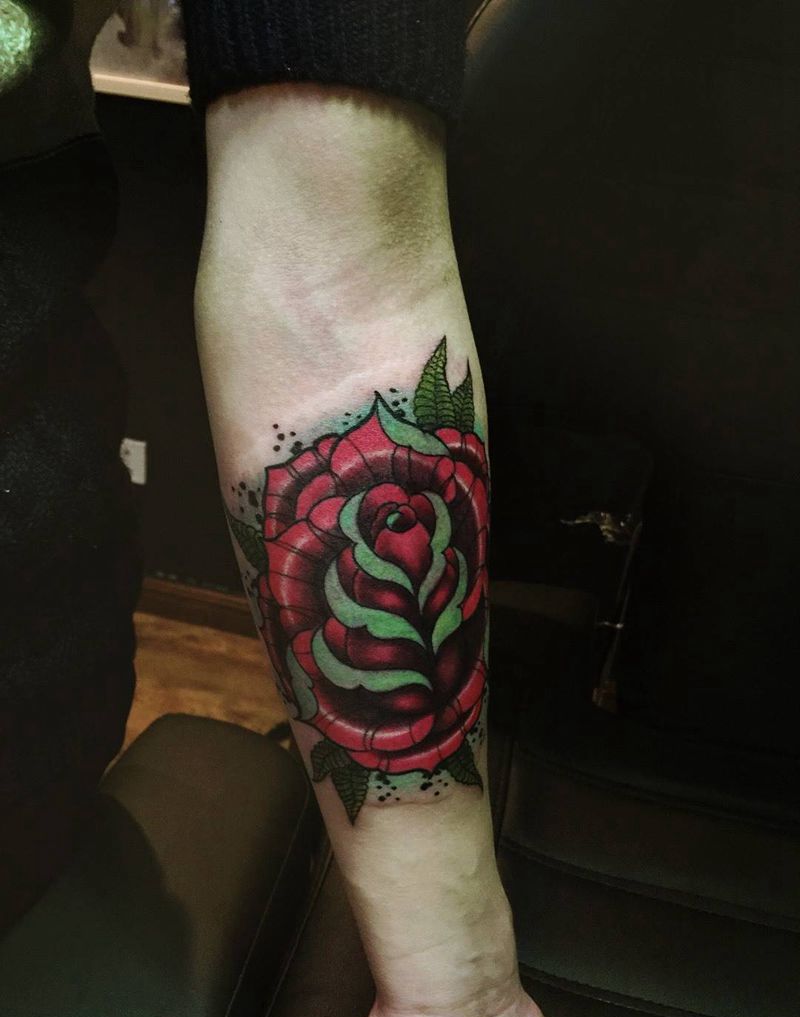 玫瑰纹身图片_school植物纹身图案