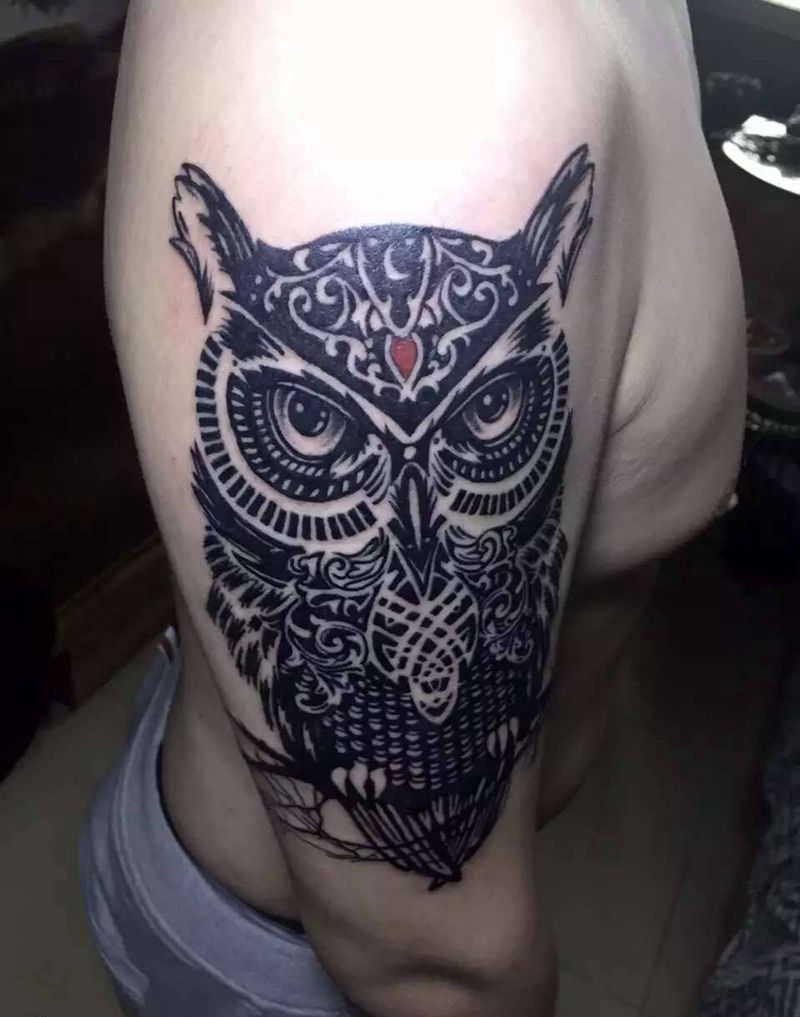 昨天猫头鹰完成纹身图片_