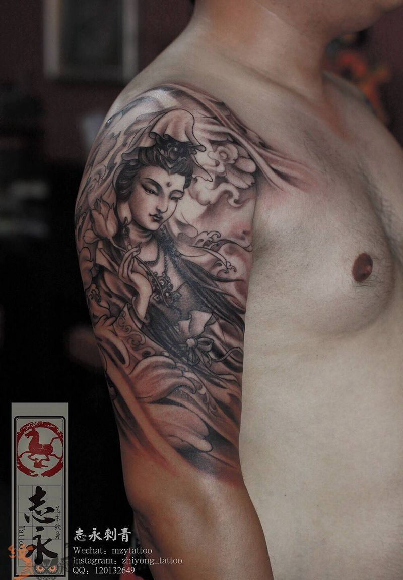 观音纹身图片_成品手臂传统人物鬼神原创北京纹身纹身文身纹身图案