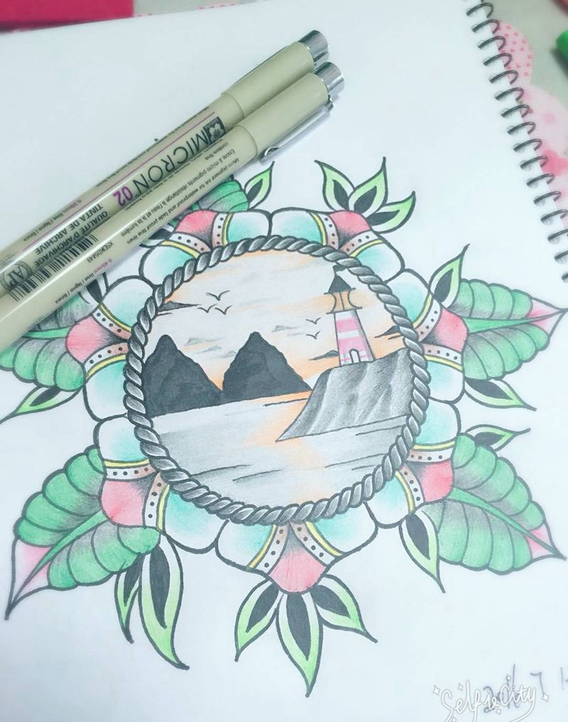 今日特价school灯塔纹身图片_