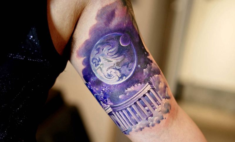 星空纹身图片_手臂欧美写实纹身图案