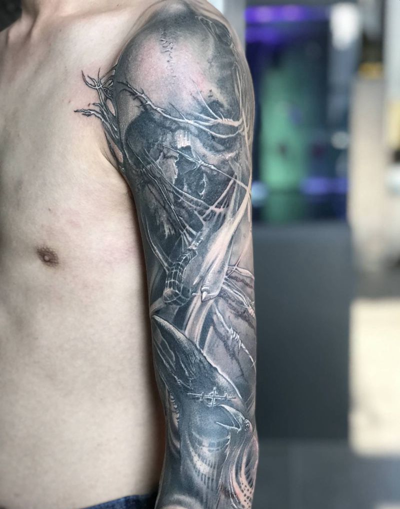 反战系列纹身图片_手臂欧美写实纹身图案