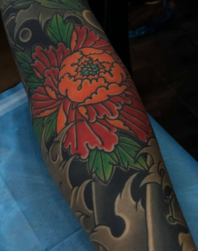 牡丹纹身图片_老传统纹身图案