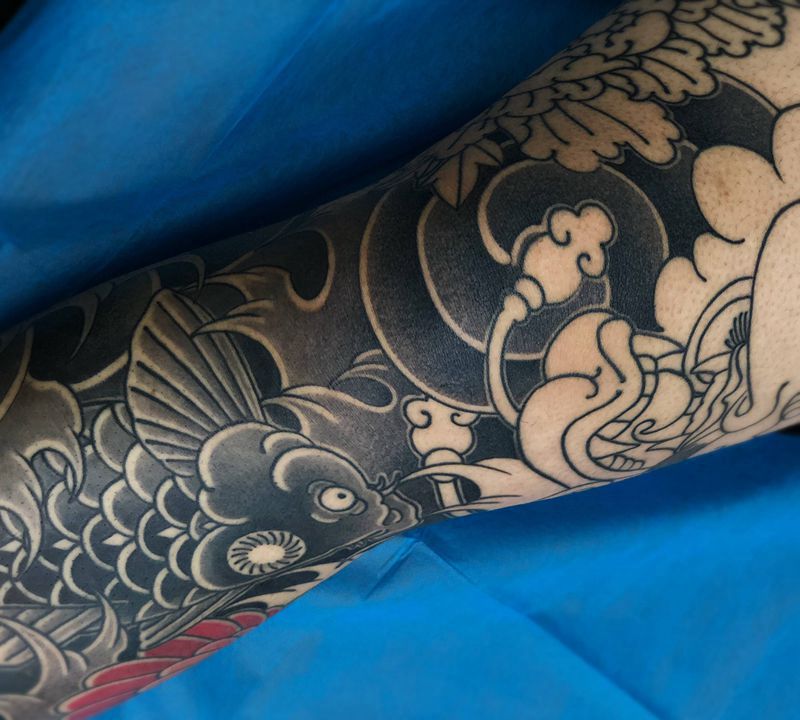 花腿纹身图片_老传统纹身图案