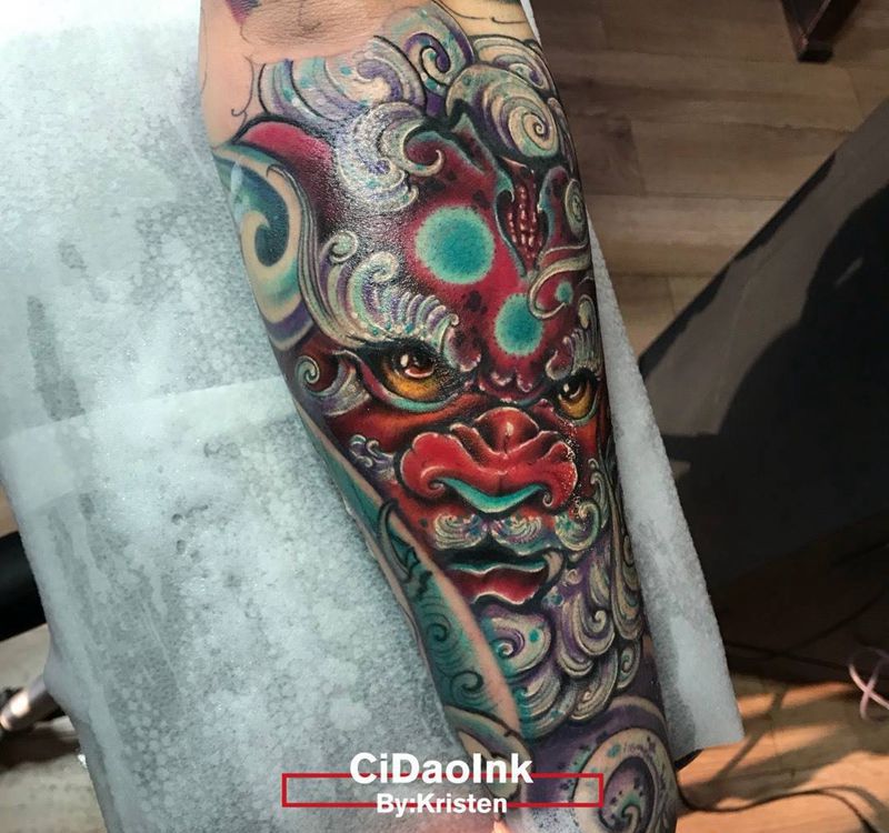 唐狮子纹身图片_