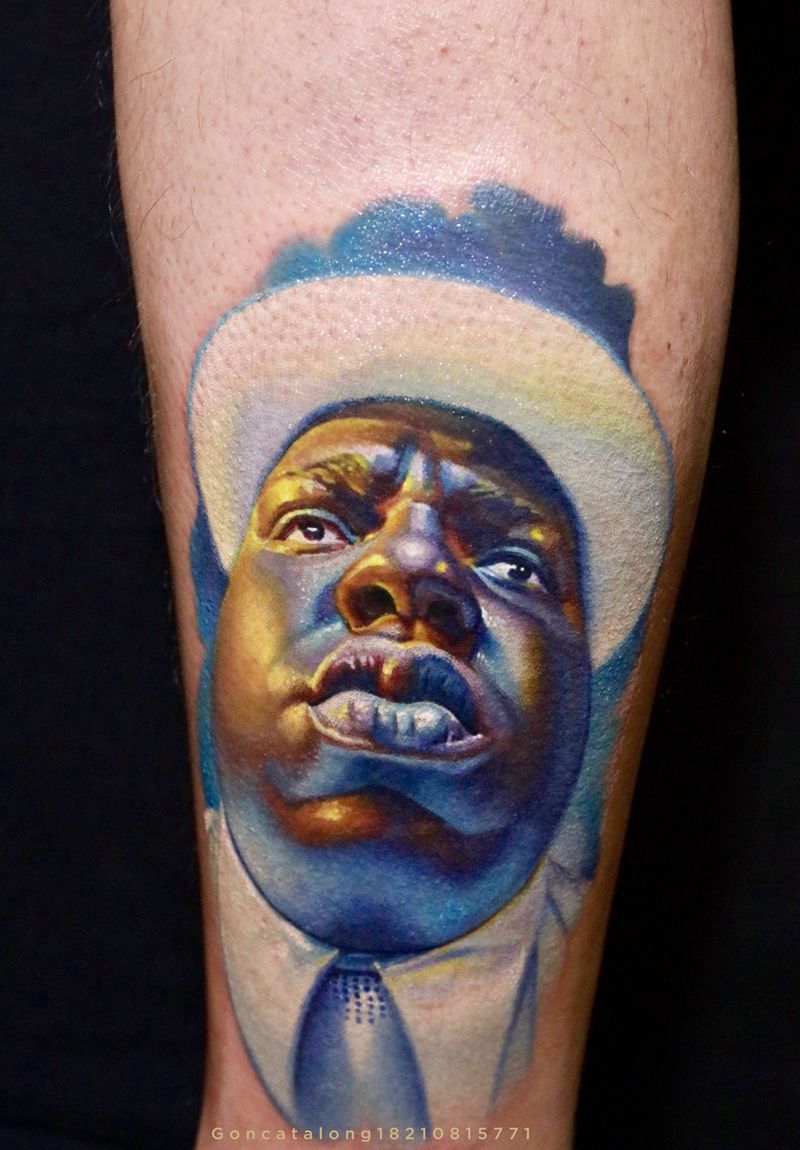 big 大仙纹身图片_腿部欧美写实纹身图案