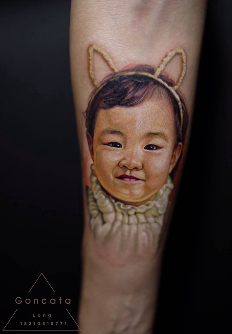 彩色肖像纹身图片_手臂欧美写实彩色肖像纹身图案