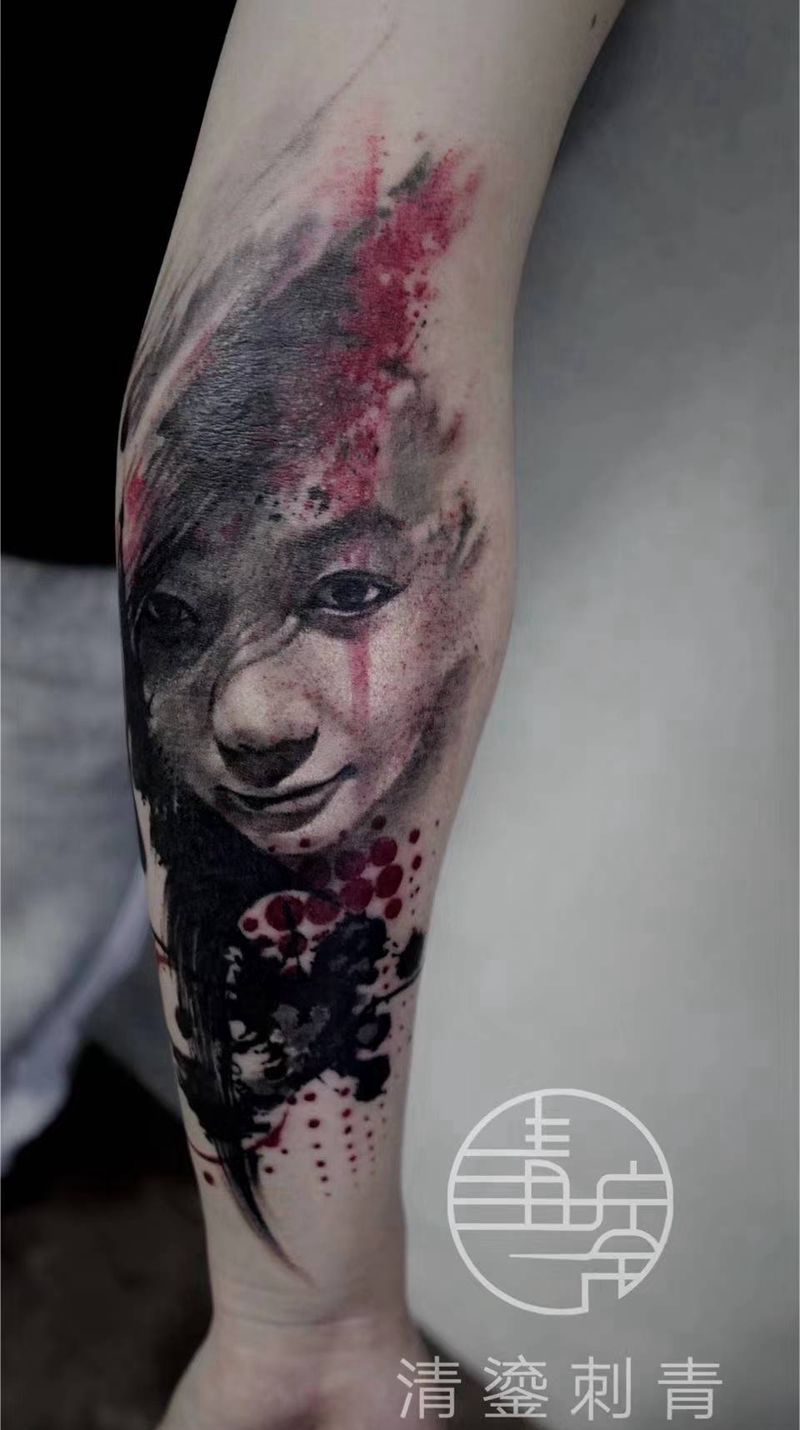 肖像纹身图片_手臂欧美写实纹身图案