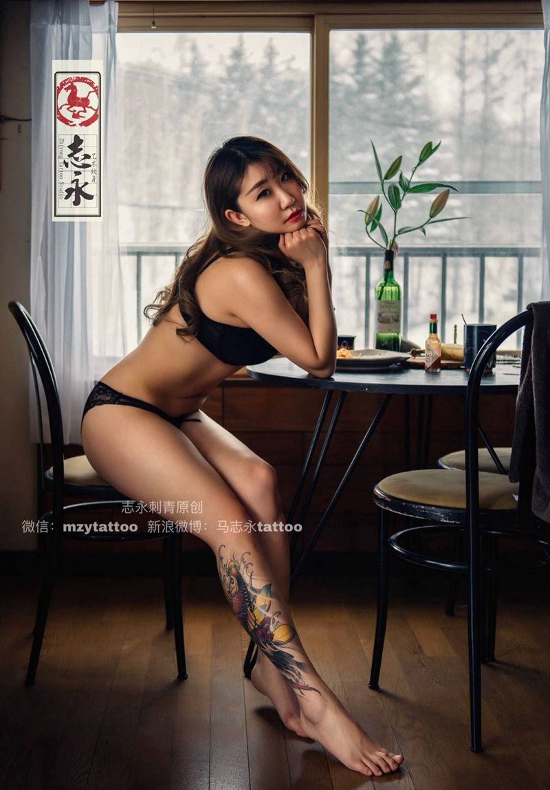 志永刺青原创纹身图片_成品腿部传统动物原创纹身图案