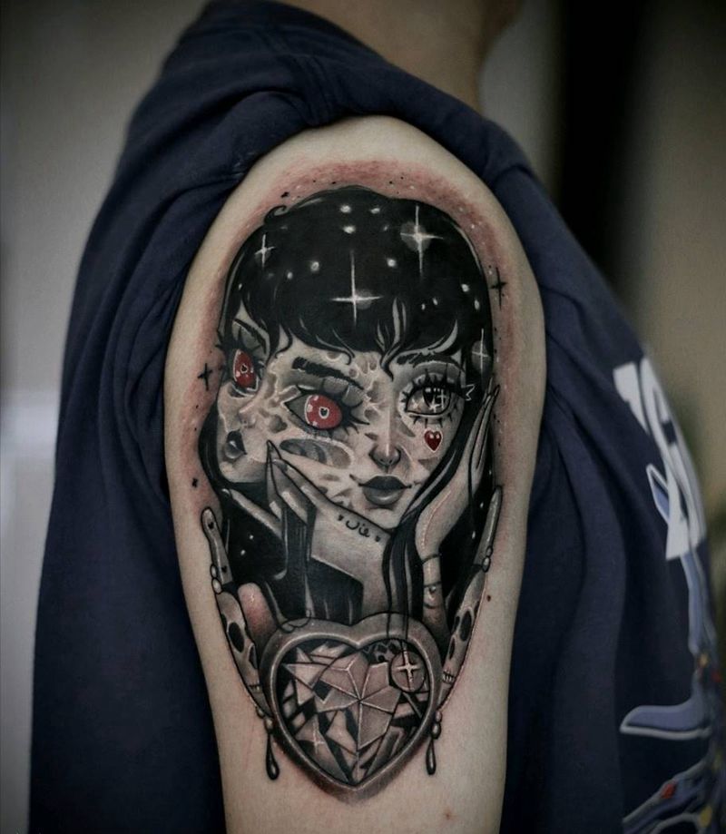 欧美写实富江纹身图片_手臂欧美写实纹身图案