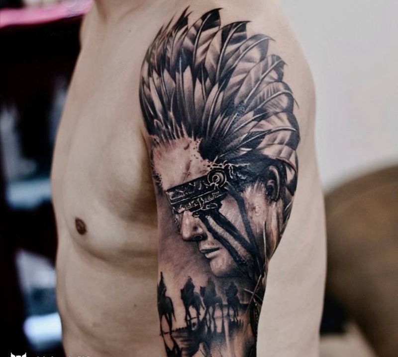 欧美人物题材纹身图片_手臂欧美写实人物肖像纹身图案