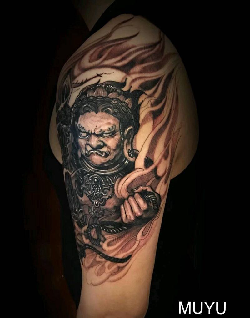 不动明王纹身图片_手臂传统鬼神宗教成品纹身图案