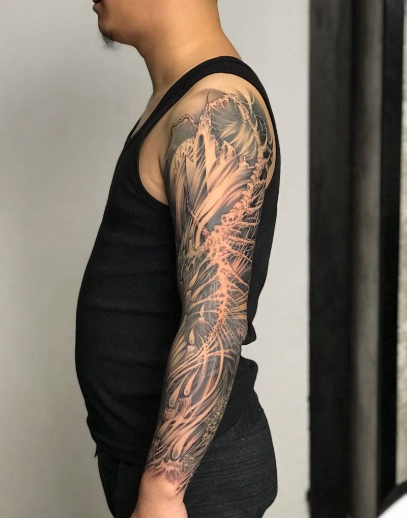 哥特花臂纹身图片_