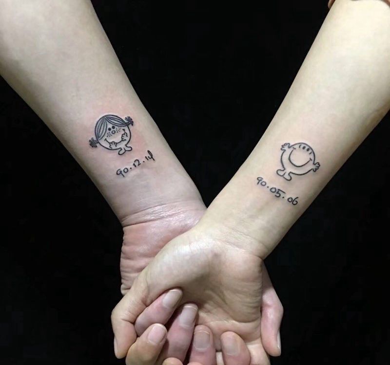 卡通情侣纹身图片_