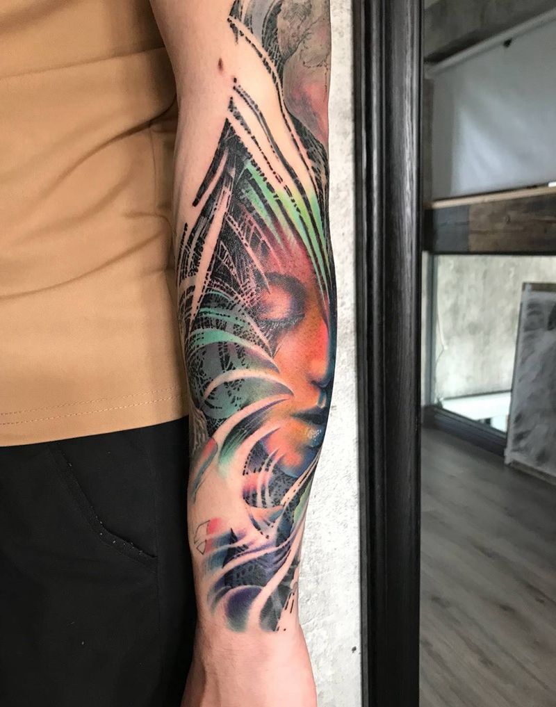 未完的花臂纹身图片_成品手臂欧美原创纹身图案