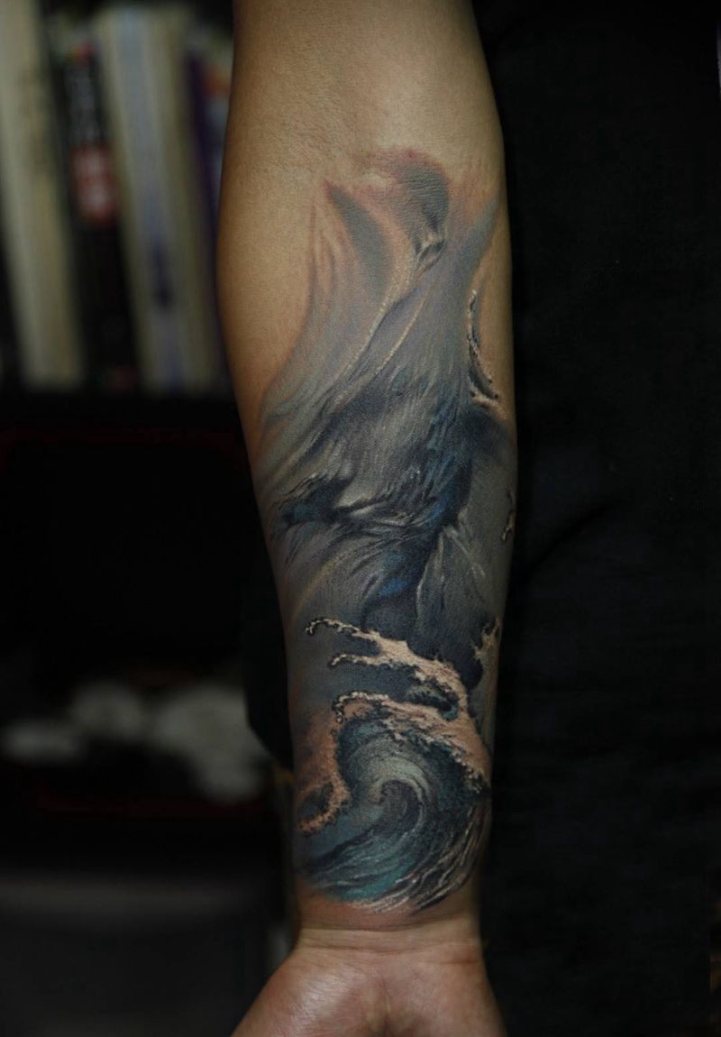 海的呼唤纹身图片_欧美写实原创鬼神人物宗教成品手臂纹身图案