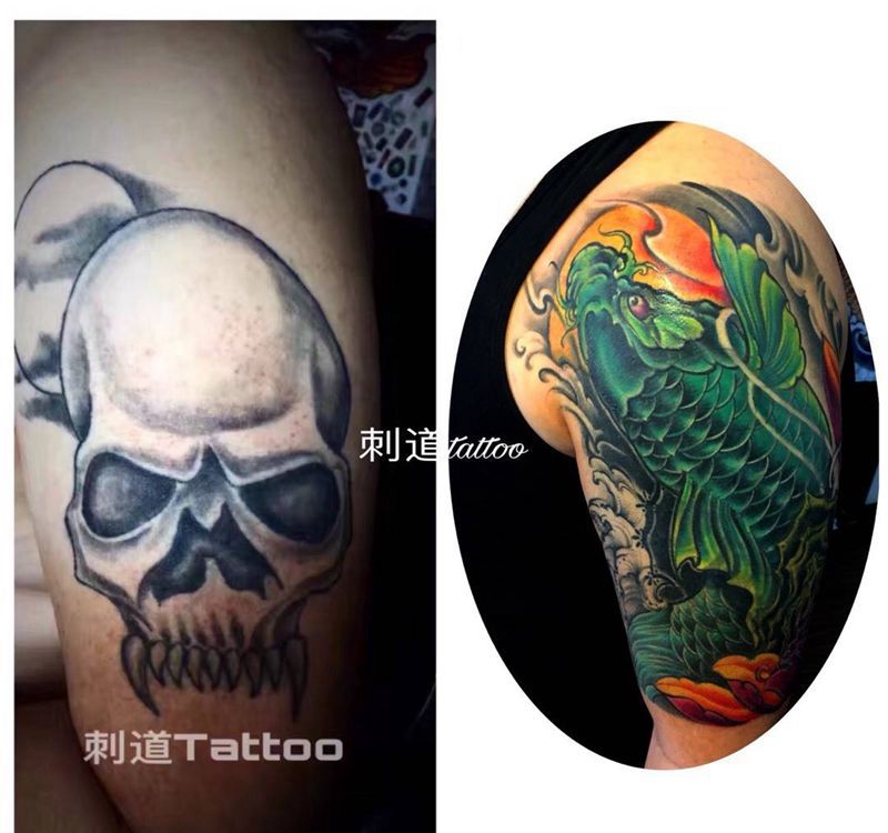 遮盖 鲤鱼纹身图片_