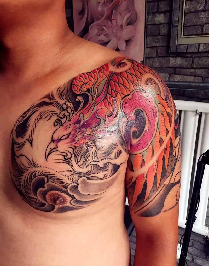 凤凰半甲纹身图片_