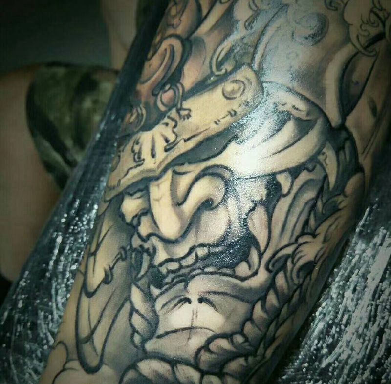 鬼武士纹身图片_手臂新传统纹身图案