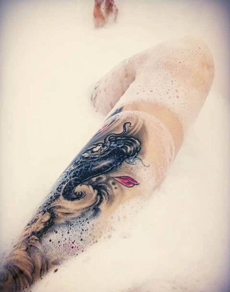 黑白 鲤鱼纹身图片_