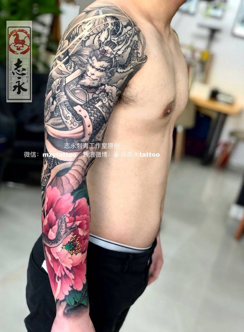 志永刺青工作室原创纹身图片_成品手臂传统人物原创鬼神纹身图案
