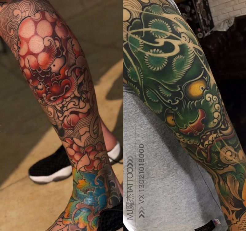 新传统花臂纹身图片_