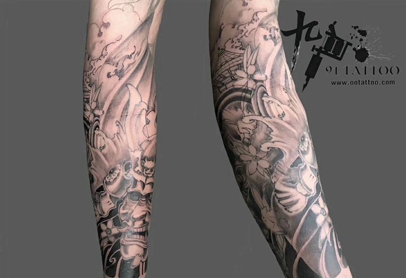 鬼武士纹身图片_手臂传统原创成品纹身图案