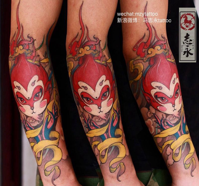 卡通悟空纹身图片_成品手臂传统鬼神原创北京纹身 纹身文身志永刺青纹身图案
