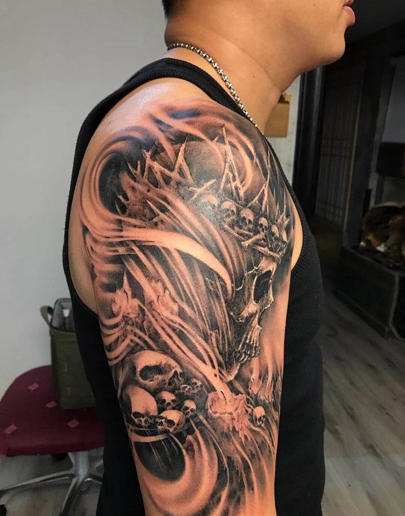 骷髅皇纹身图片_