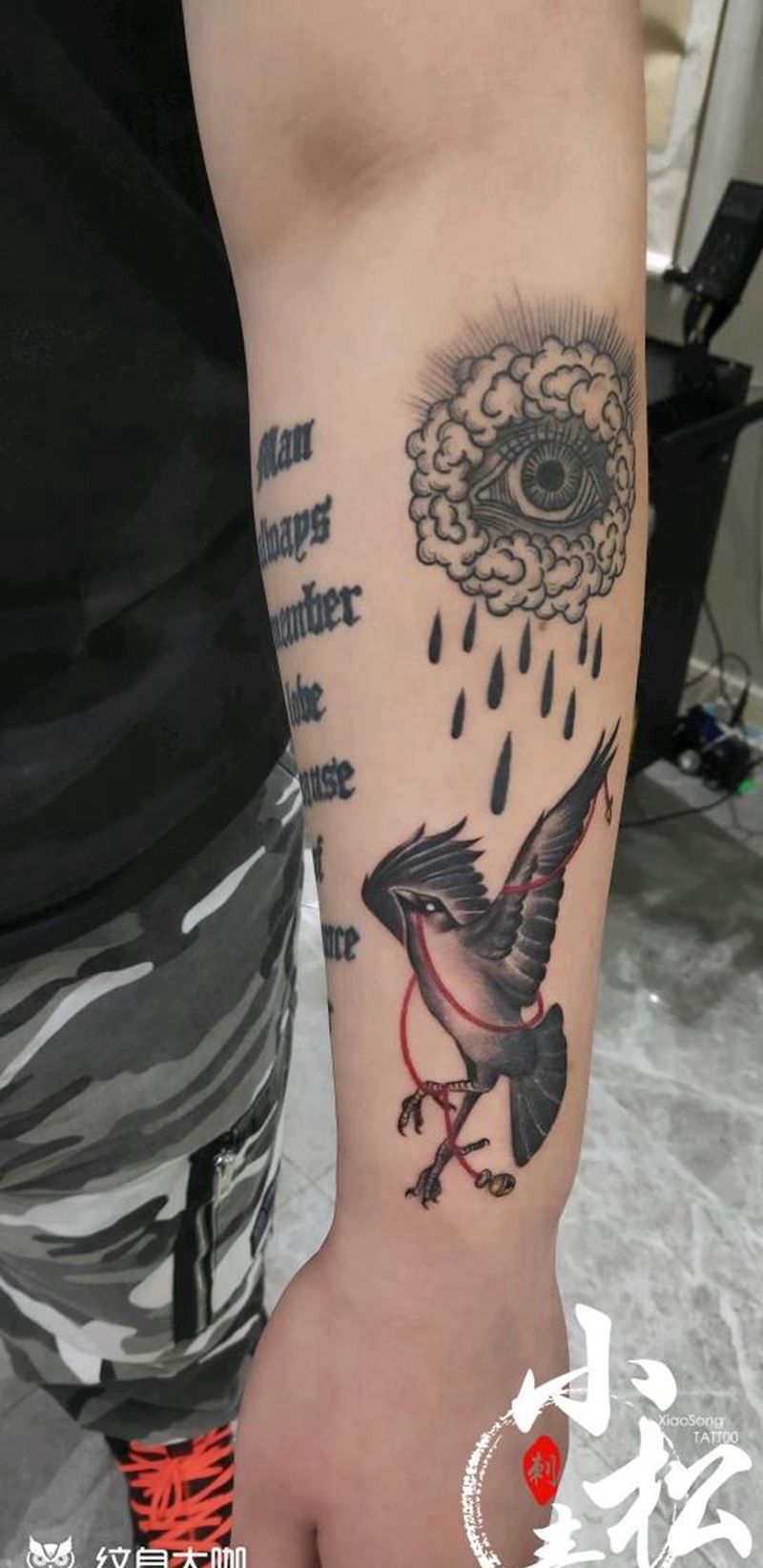 欧美school 风格乌鸦纹身图片_手臂Old School纹身图案