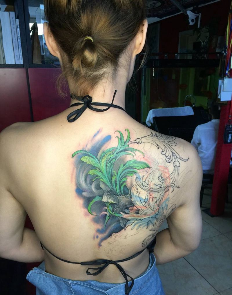 遮盖未完纹身图片_