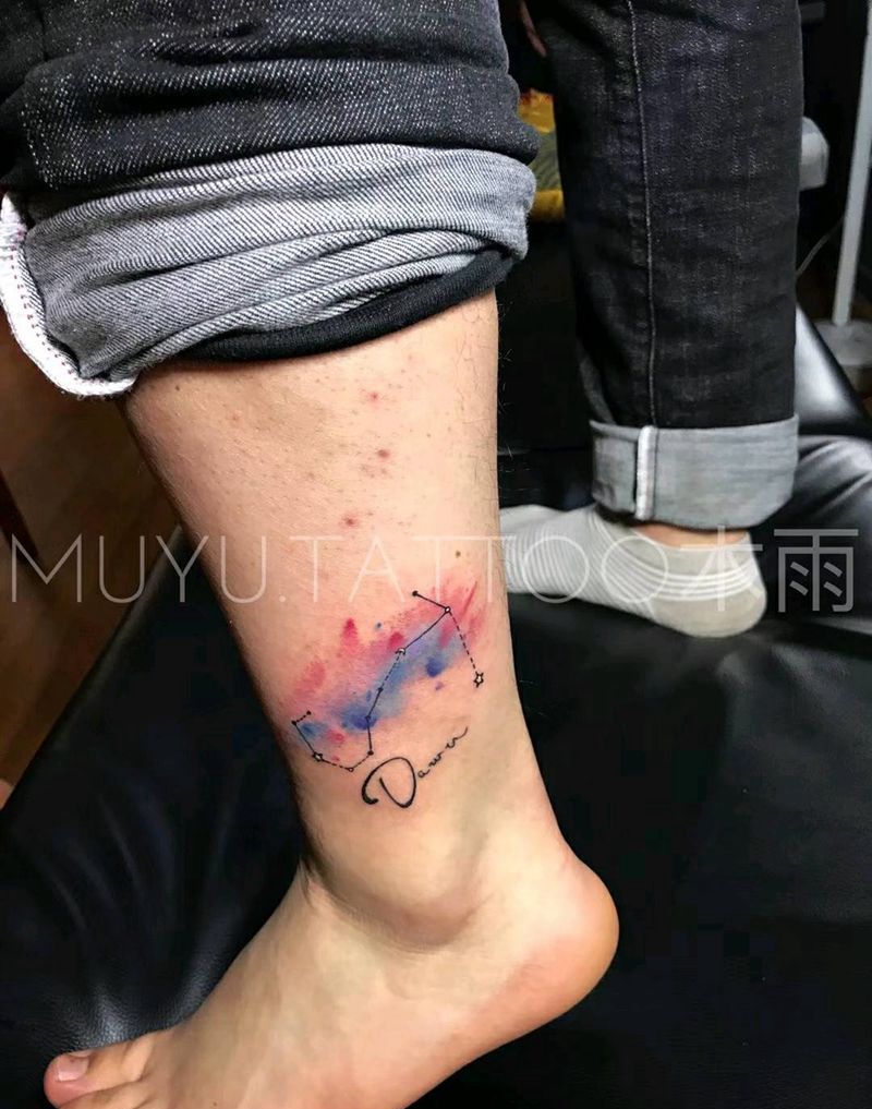 清新纹身图片_腿部清新几何原创成品纹身图案