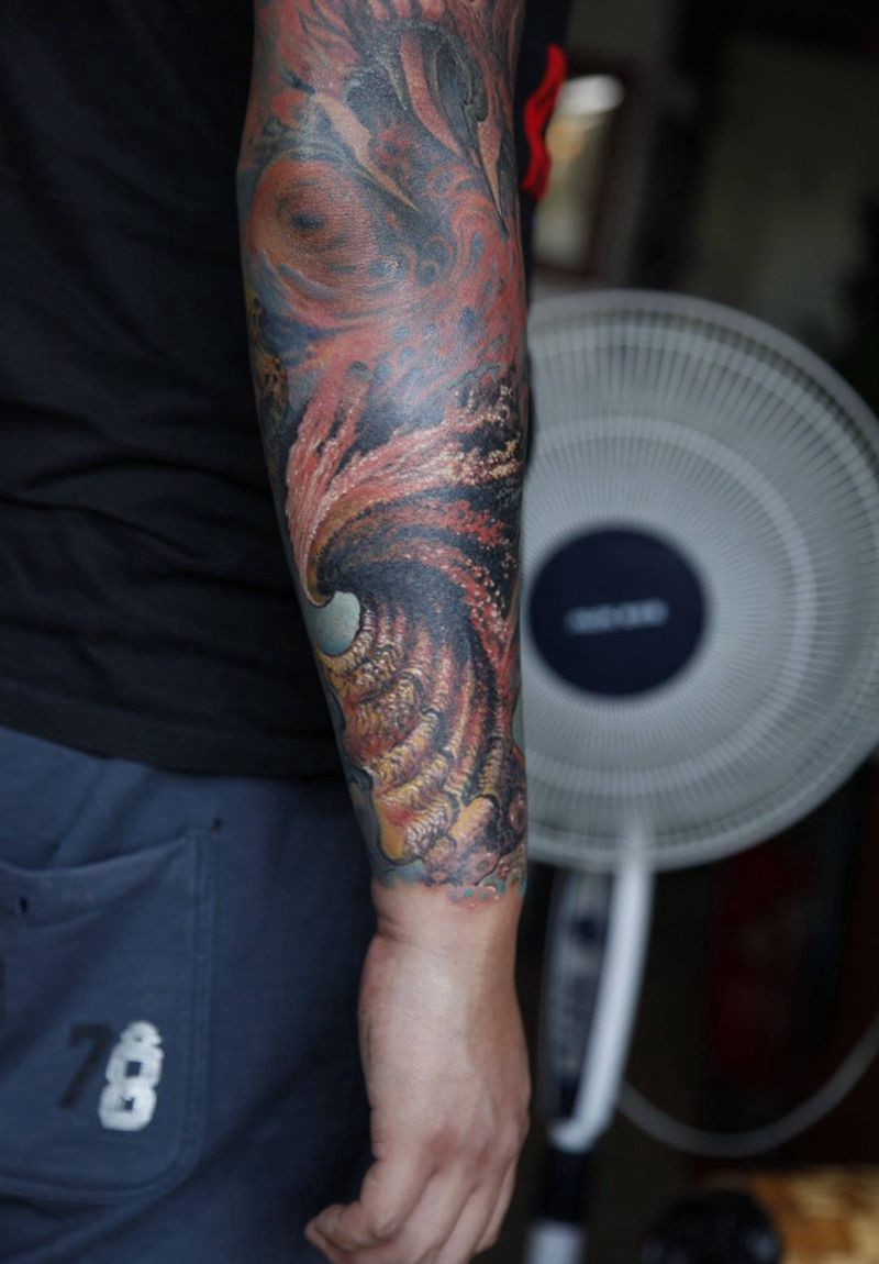 3d 花臂纹身图片_原创成品欧美写实手臂静物纹身图案