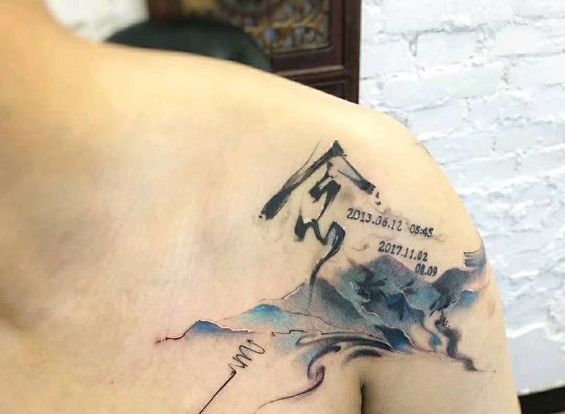 背景添加纹身图片_手臂国画原创成品纹身图案