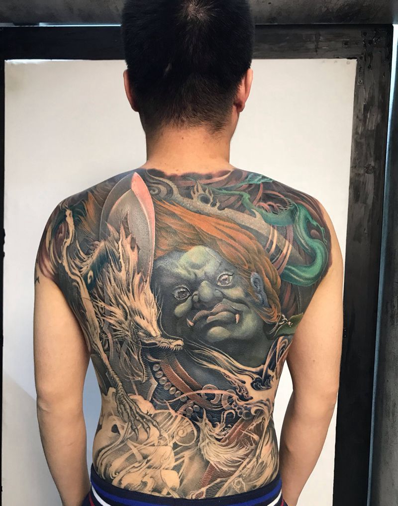 不动明王 未完纹身图片_