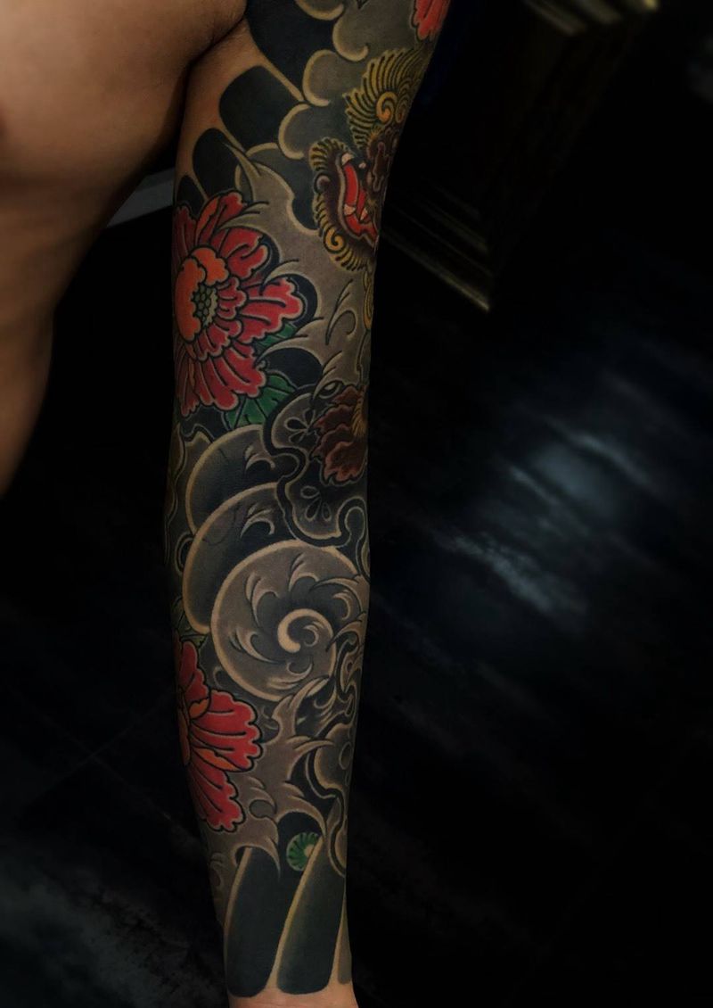日式花臂纹身图片_