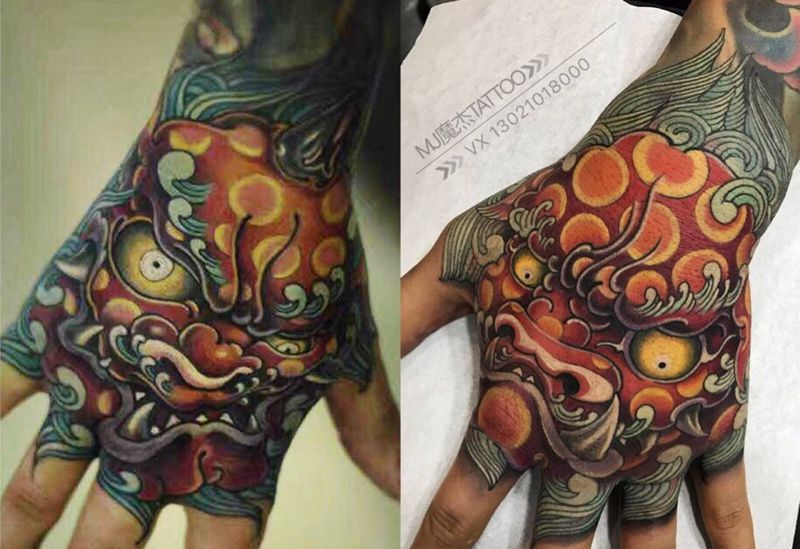 新传统手背纹身图片_