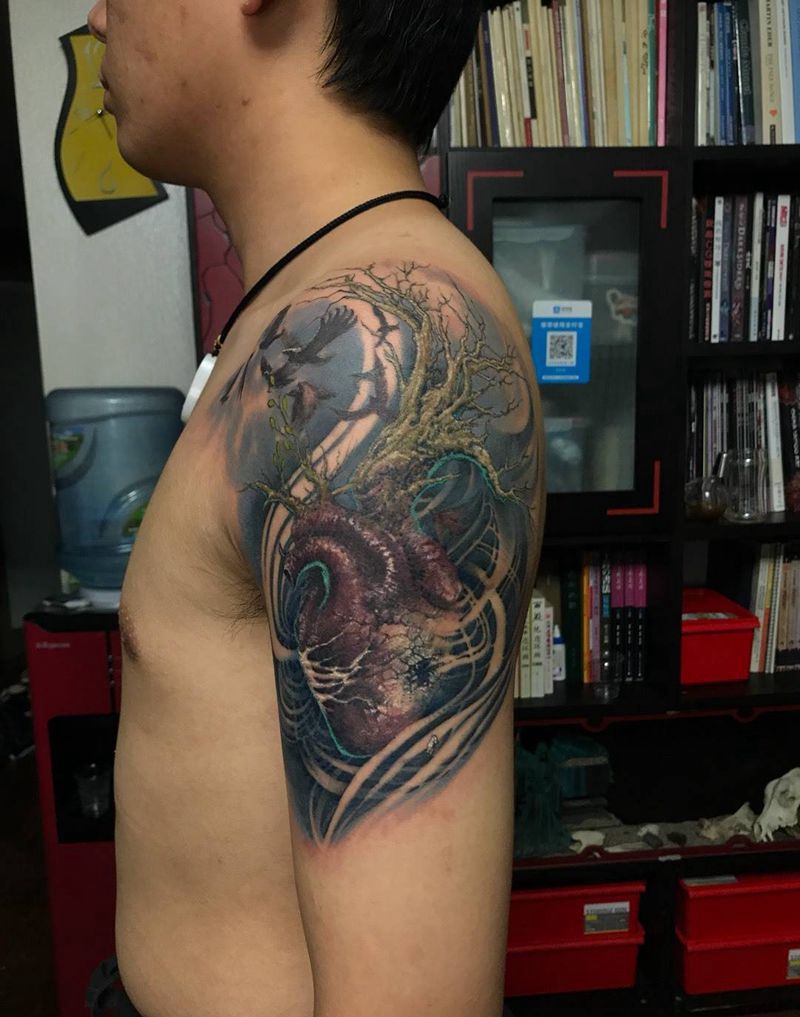 一念之间纹身图片_成品手臂欧美写实原创纹身图案