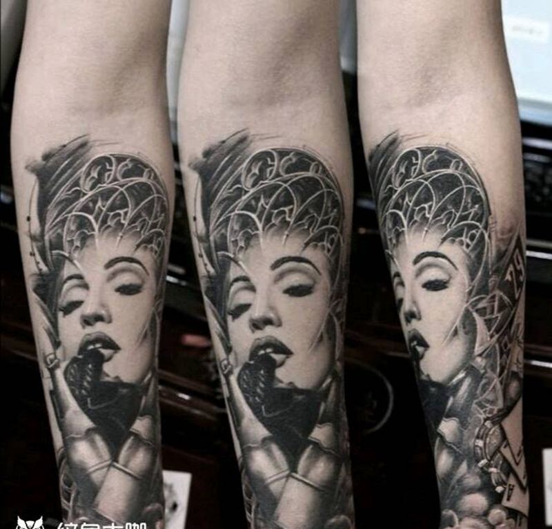 欧美写实人物纹身图片_手臂欧美写实纹身图案