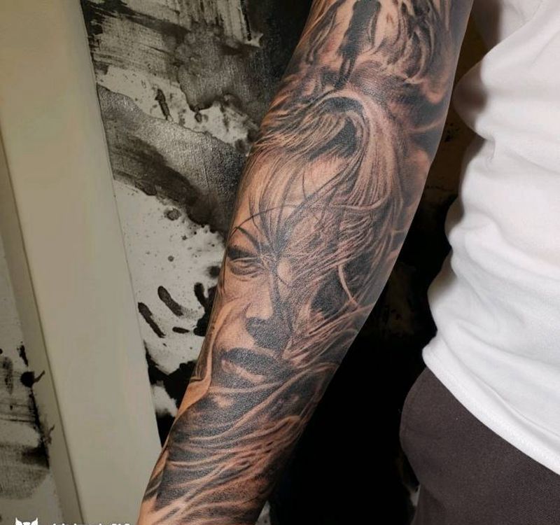 接花臂纹身图片_