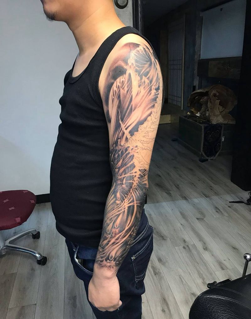 哥特花臂 未完纹身图片_