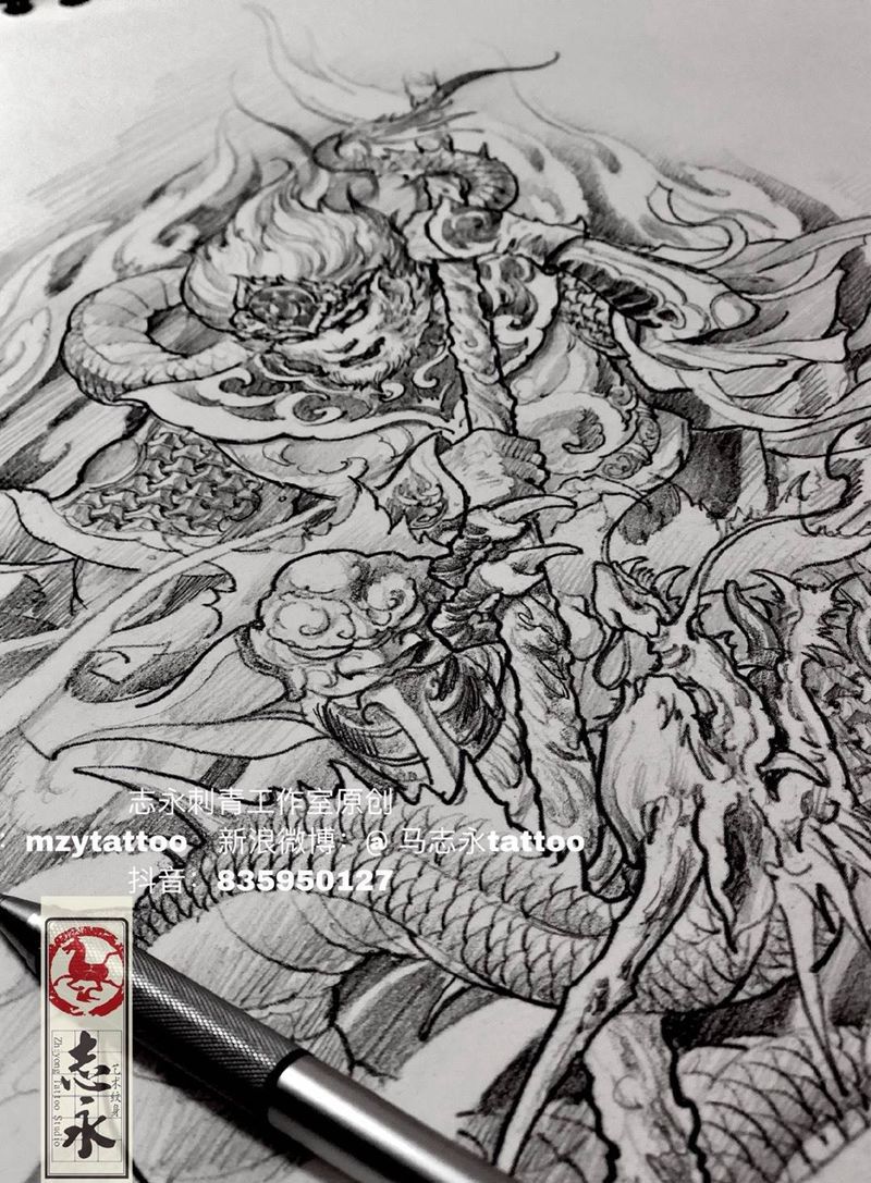 志永刺青原创悟空纹身图片_背部手臂新传统悟空志永刺青斗战胜佛纹身图案