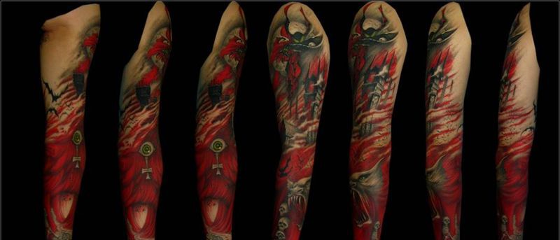 血夜的初拥纹身图片_原创成品手臂欧美写实宗教人物纹身图案