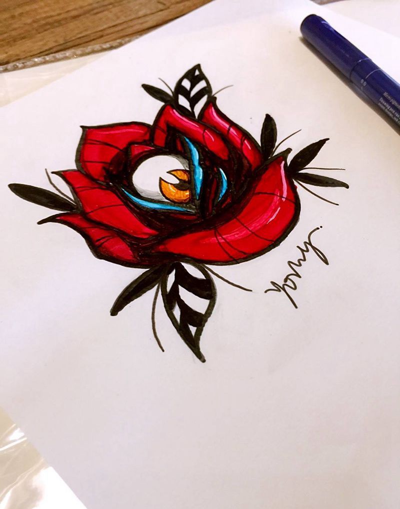 玫瑰眼球纹身图片_